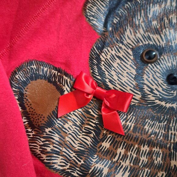 VTG R D Foster Tultex Teddy Bear Sweater sweatshirt 3D Nose & Eyes Holiday XL - Picture 5 of 7